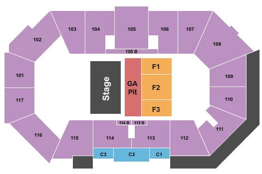 seating chart for Xtream Arena - Endstage GA Pit - eventticketscenter.com