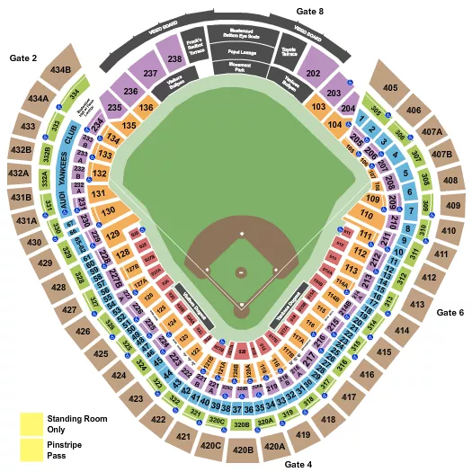 seating chart for Yankee Stadium - Baseball - eventticketscenter.com