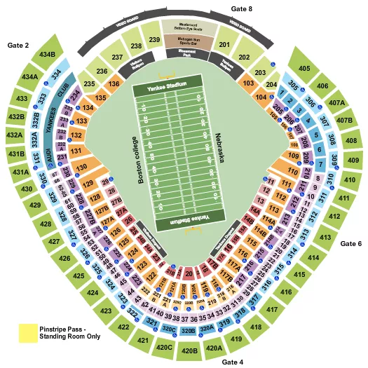 seating chart for Yankee Stadium - Football - Pinstripe Bowl - eventticketscenter.com