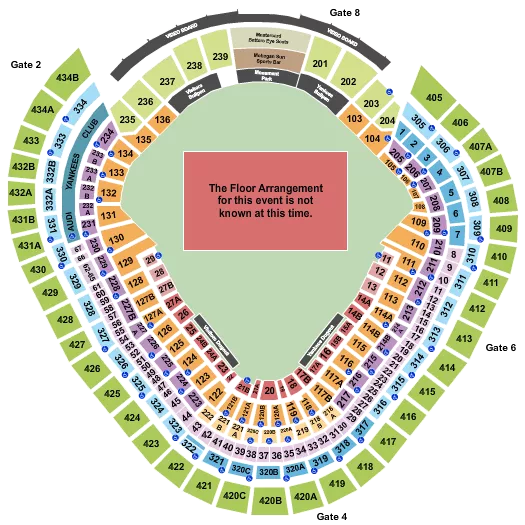 seating chart for Yankee Stadium - Generic Floor - eventticketscenter.com