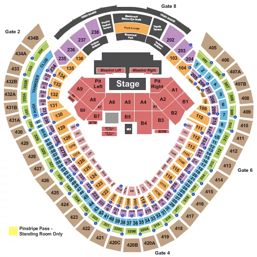 seating chart for Yankee Stadium - Jay-Z - eventticketscenter.com