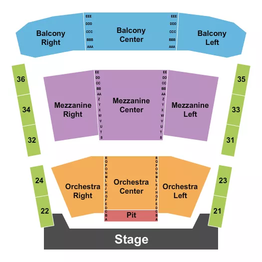 seating chart for Yardley Hall at Midwest Trust Center - Endstage Pit - eventticketscenter.com