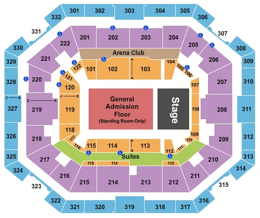 seating chart for The Yuengling Center - End Stage GA Floor - eventticketscenter.com