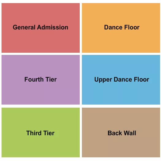 Club 2 Seating Chart at Zouk Nightclub at Resorts World. The chart shows the main floor/stage with seating options surrounding it, which are color coded