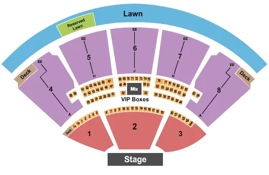 seating chart for iTHINK Financial Amphitheatre - End Stage with Decks - eventticketscenter.com