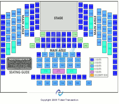 Westchester Broadway Theatre End Stage Seating Chart